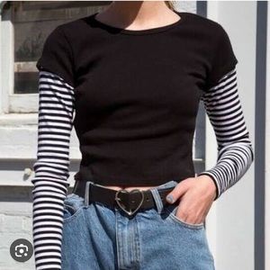 Brandy Melville striped layered Ashlyn long sleeve top